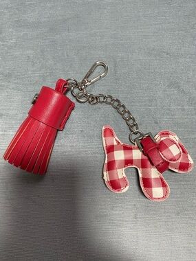 NWOT Steve Madden Red Checkered Puppy&Tassel Keychain Bag Charm
